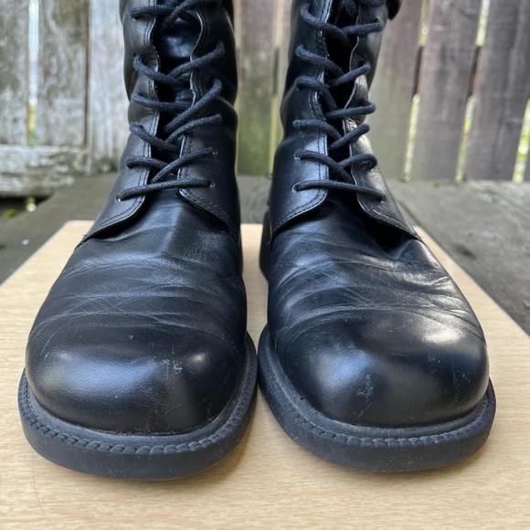 Dockers Wm’s Black Leather Lace up With Velcro Top Strap Combat Boots Sz 8.5 M - Picture 7 of 15